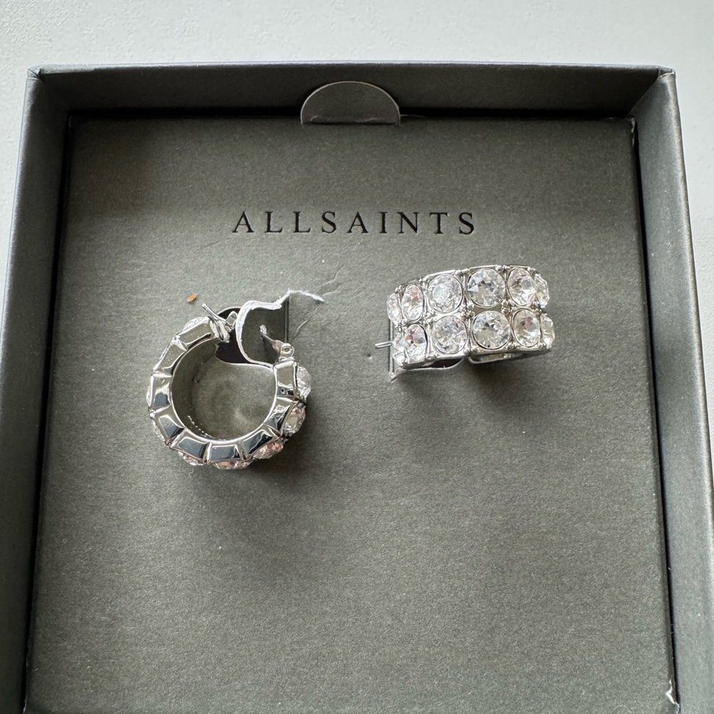 All Saints Double Crystal Hoop Earrings - Picture 3 of 4
